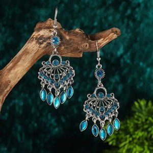 🍏50% OFF/3+...Bohemian Blue Crystals/Rhinestones Dangle Earrings